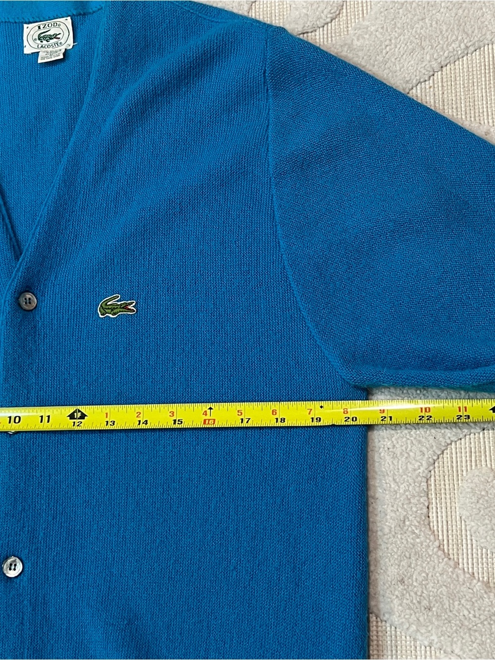 Vintage 70’s Lacoste IZOD Cardigan Men’s M Blue Orlon Acrylic Knit Sweater USA - Picture 5 of 7